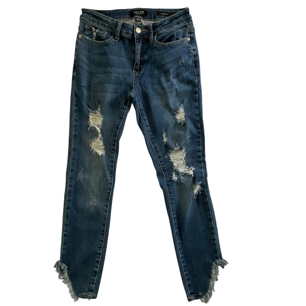 Judy Blue Skinny Distressed Cropped Raw Hem Jeans 3/26 JB8821